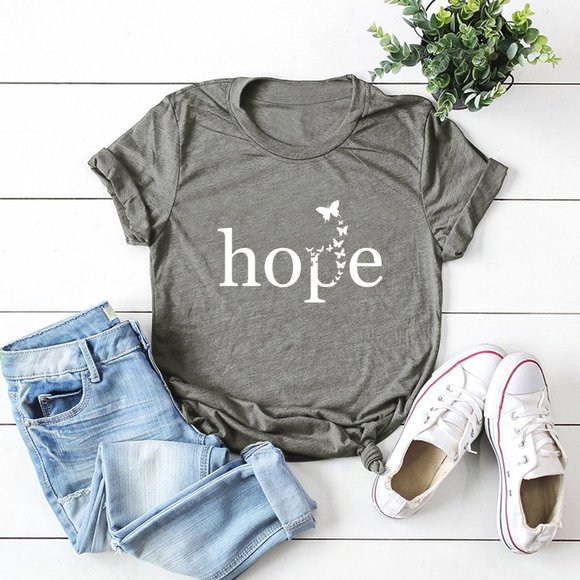Tops - Hope and Butterflies Inspirational Graphic Tee NEW